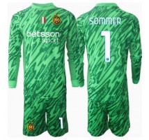 Inter Milan Yann Sommer #1 Bramkarskie Koszulka Podstawowa dzieci 2024-25 Długi Rękaw (+ krótkie spodenki)